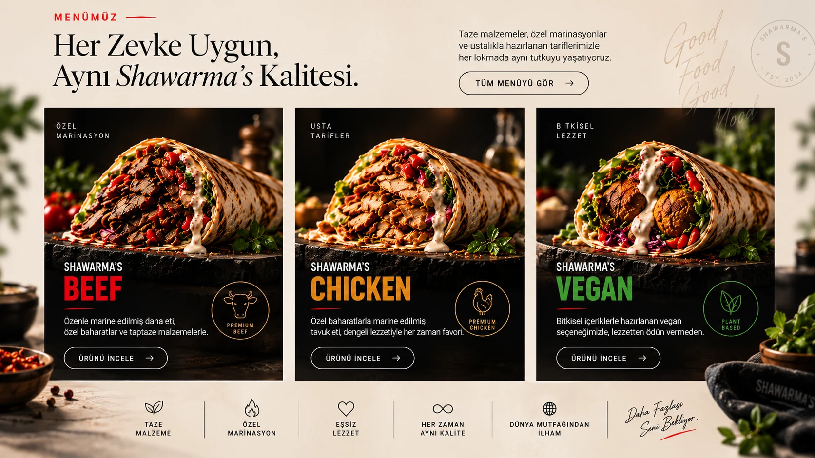 Shawarma's Beef Chicken Vegan menü