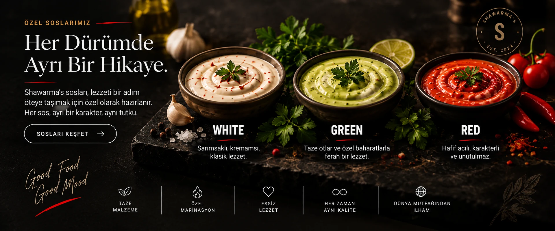 Shawarma's White Green Red sosları